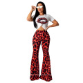 Fancy Good Quality News Print Pant Sets Women Night Club Two Piece Set